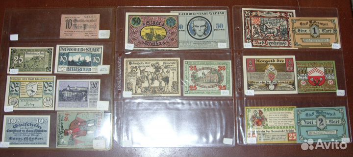 17 нотгельдов Германия 1910-е-1920-е гг и листы