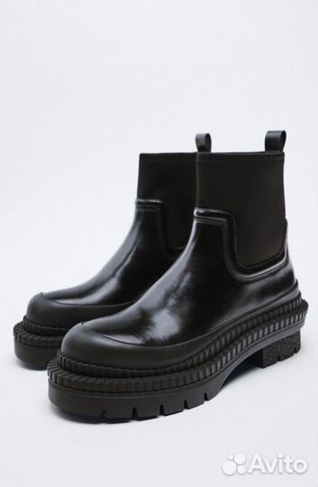 Кожаные ботинки Zara с резиновым мысом