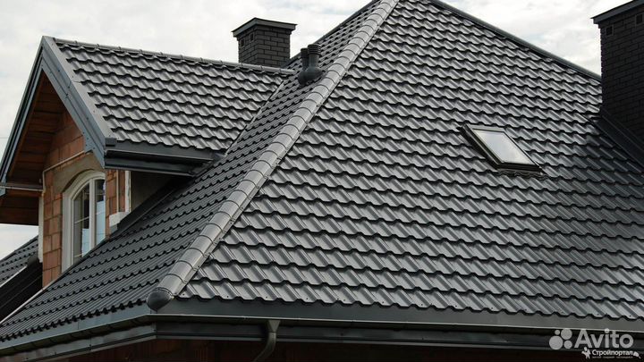 Металлочерепица коричневая 0,45 мм