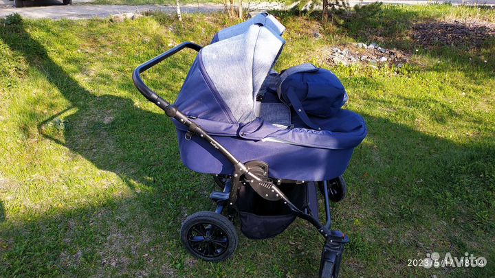 Детская коляска для двойни индиго