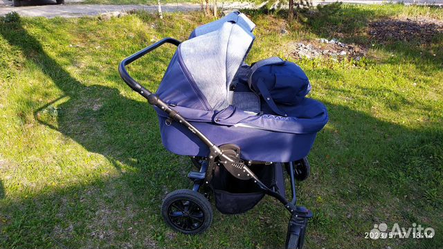Детская коляска для двойни индиго