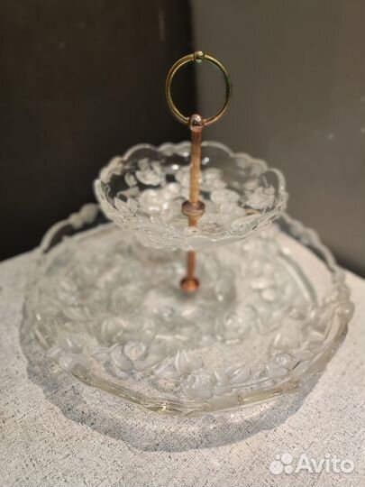 Большая фруктовница этажерка Розы стекло металл