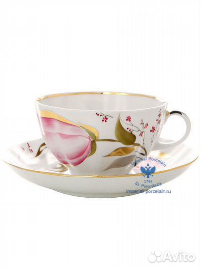 Чайный сервиз форма Тюльпан Розовые тюльпаны