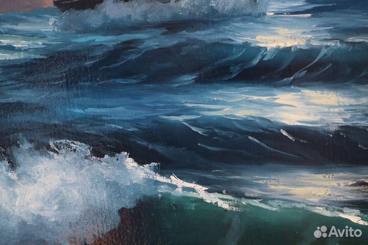 Картина Маслом Ночной Морской пейзаж