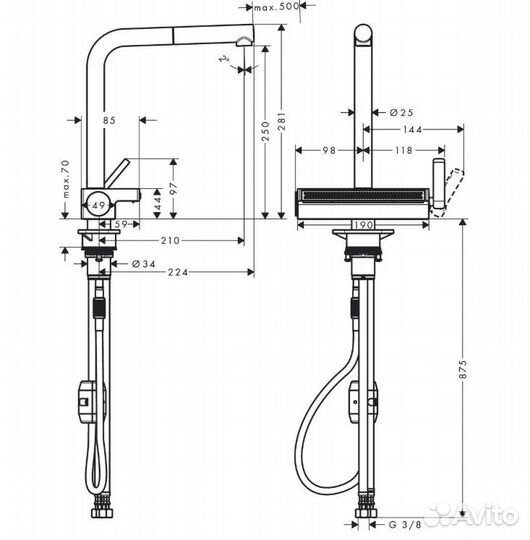 Смеситель для кухни hansgrohe 73836000 Хром