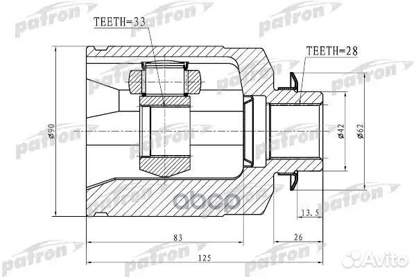 ШРУС внутренний правый 33X42X28 mitsubishi outl