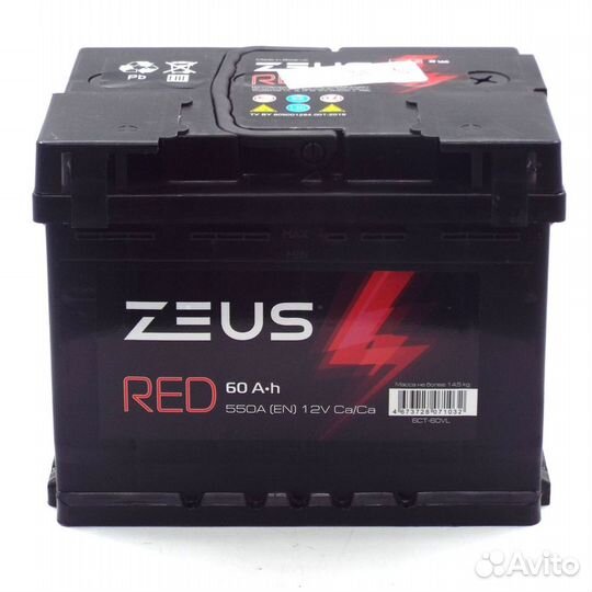 Аккумулятор для авто zeus RED 60 А*ч Volkswagen