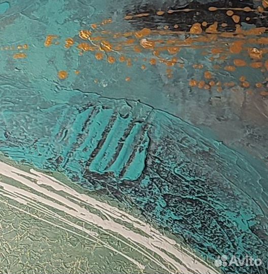 Бирюзовое дыхание - панно из текстурной пасты