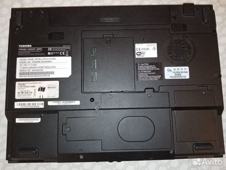 Ноутбук Toshiba satellite A110-293