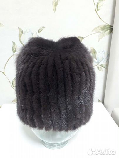 Шапка норковая вязаная женская