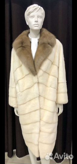 Шуба норковая, воротник соболь, размер М