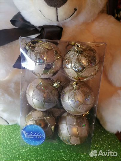 Елочные игрушки 6см золото