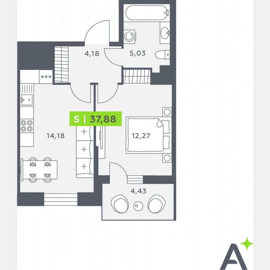 1-к. квартира, 37,7 м², 7/12 эт.