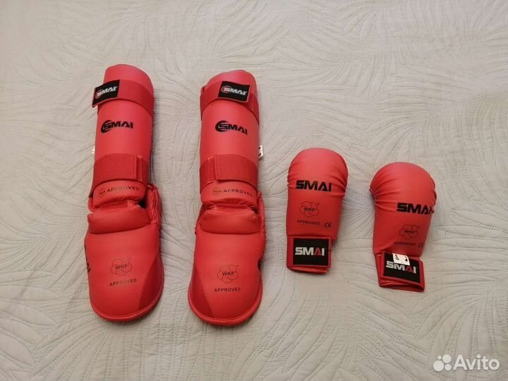 Защита каратэ wkf перчатки + защита голени и стопы
