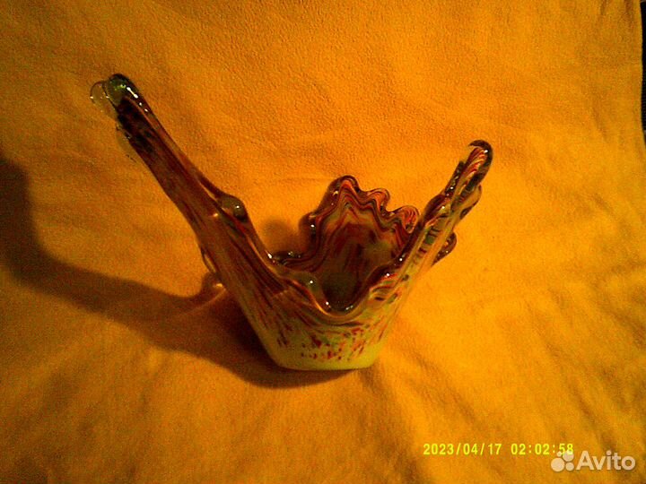 Ваза для фруктов/конфет цветное стекло (СССР)