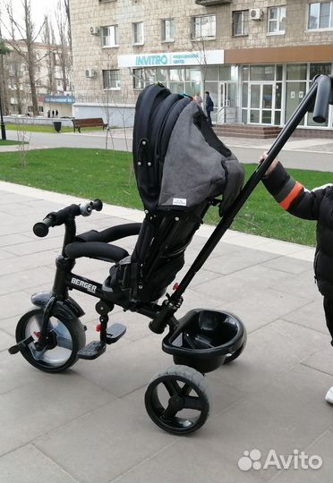 Велосипед коляска трёхколёсный с ручкой