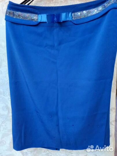 Юбка карандаш со стразами, стрейч материал