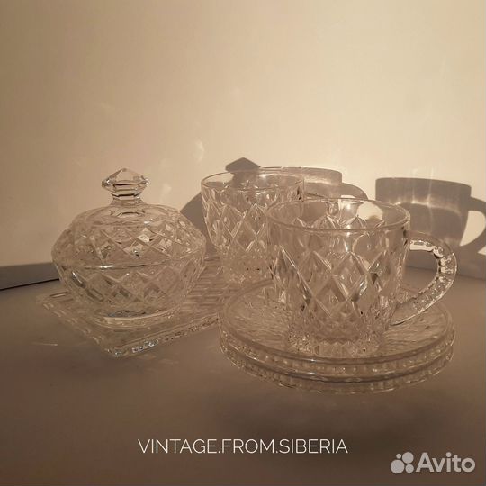 Кофейный хрустальный набор Чехословакия винтаж