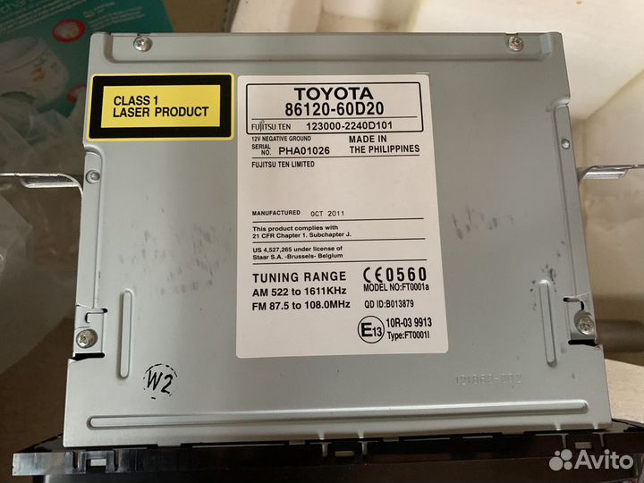 Магнитола штатная и рамка тойота прадо 150