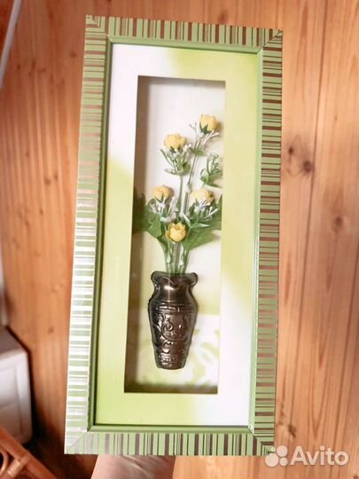 Картина с вазой и букетом 33*15 см