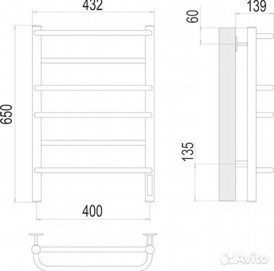 Евромикс П6 400х650 Электро Полотенцесушитель