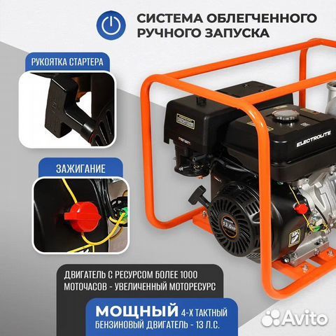 Помпа бензин для откачки воды electrolite GP-100