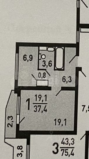 1-к. квартира, 37,4 м², 15/17 эт.