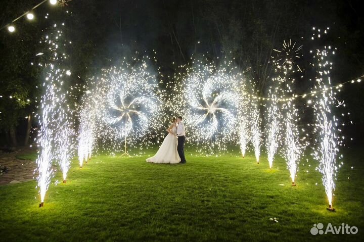 Дорожка из фонтанов на свадьбу