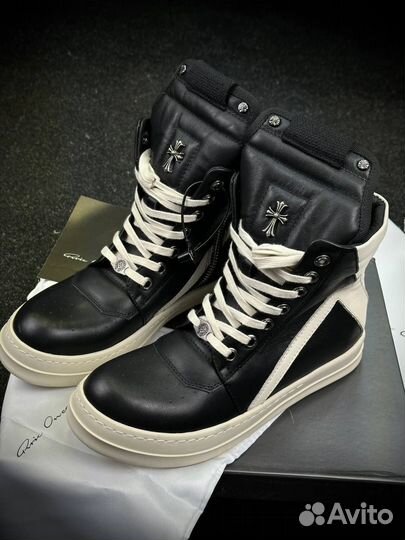 Кеды Rick owens x Chrome Hearts (черные и белые)