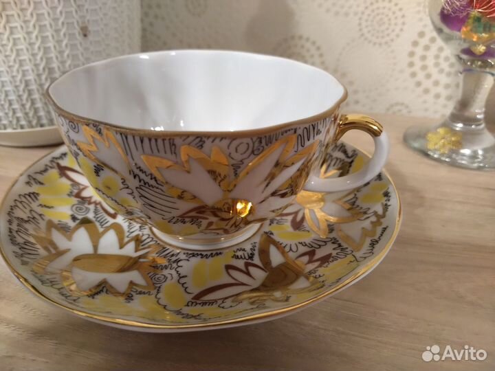 Чайная пара лфз золотые цветы