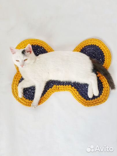 Коврик вязанный из хлопка для миски животных