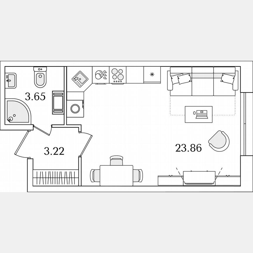Квартира-студия, 30,7 м², 5/22 эт.