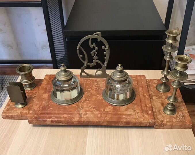Антикварный письменный набор 19 век подсвечник