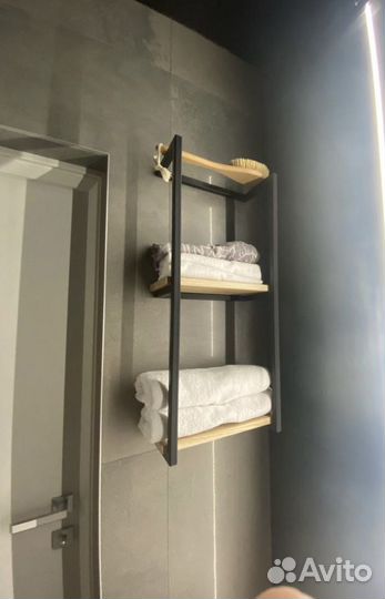 Настенная полка лофт для полотенец в ванну