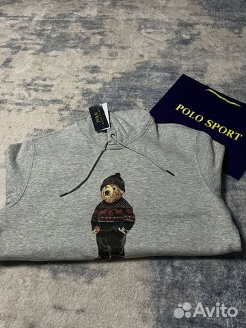 Худи серое Polo Ralph Lauren bear с мишкой