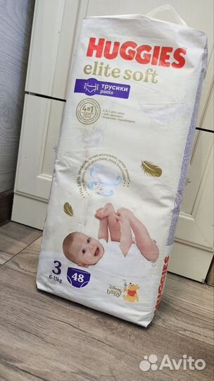 Подгузники трусики Huggies elite soft 3/6-11kg/48