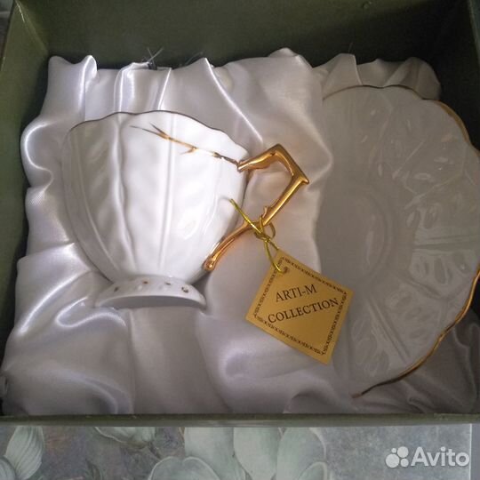 Кружка с блюдцем Грация веточка