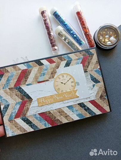 Открытка-конверт ручной работы С новым годом