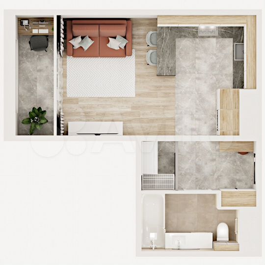 Квартира-студия, 28,4 м², 6/9 эт.
