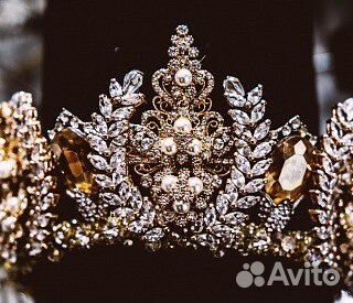 Роскошная Свадебная корона ручной работы