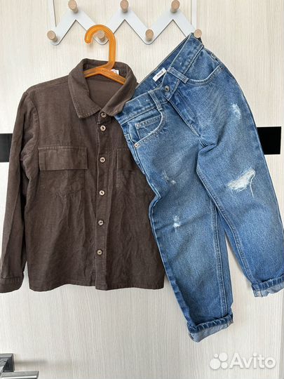 Вельветовая рубашка 122 и джинсы sela 116