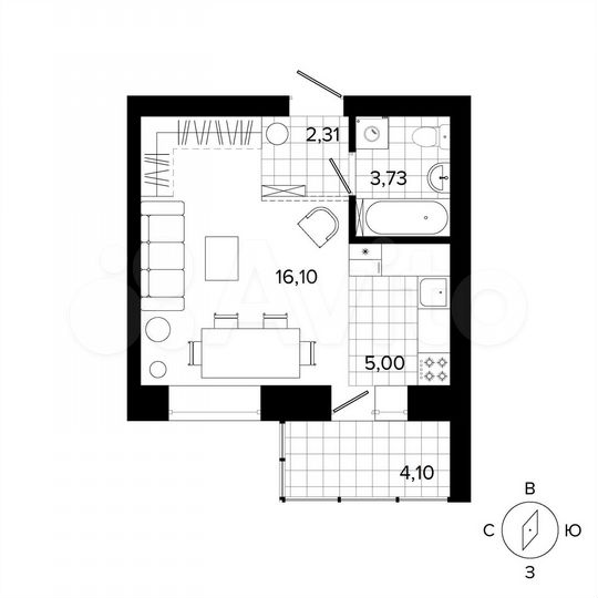 1-к. квартира, 27 м², 3/4 эт.