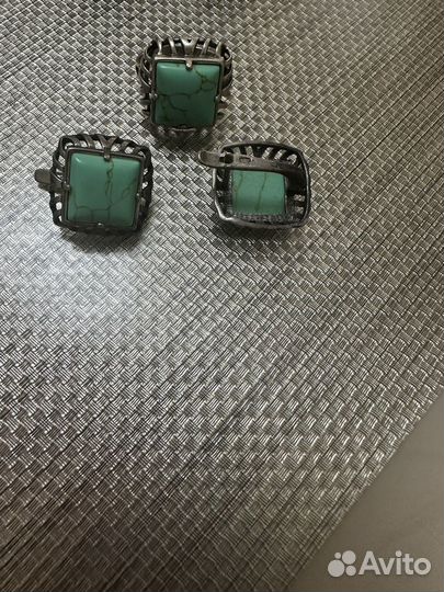 Серебряные колечки и серьги кулон на цепочке бусы