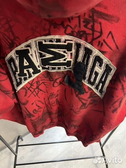 Balenciaga skater graffiti red zip-hoodie