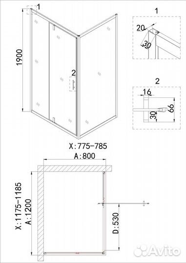 Боковая стенка NG-A80G (80х190) 1 место