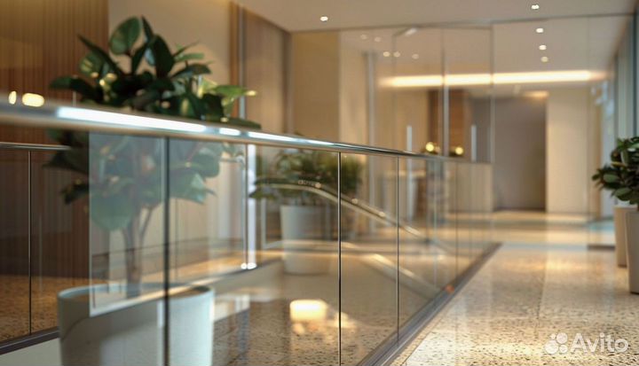Стеклянное ограждение лестницы на заказ