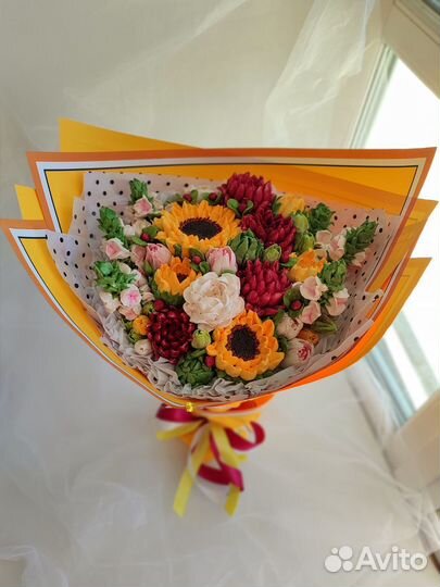 Съедобный букет из зефирных цветов на заказ