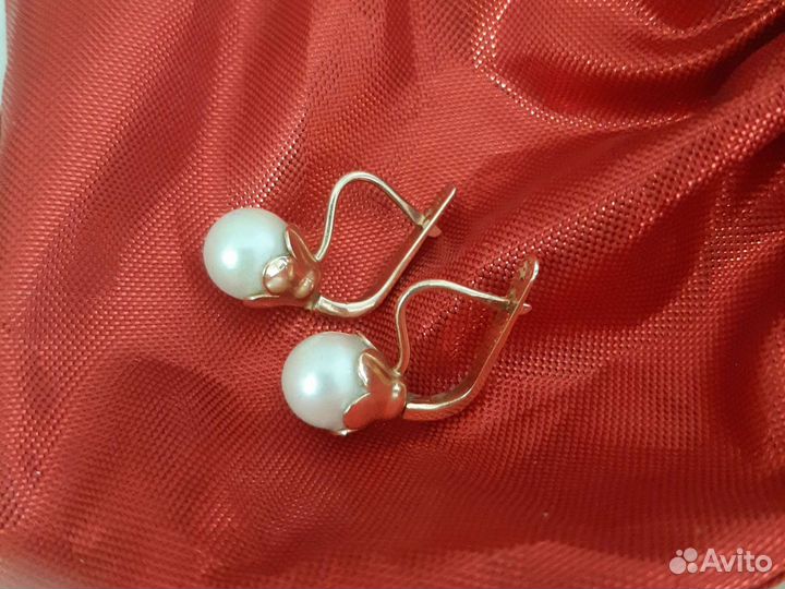 Золотые серьги с жемчугом СССР 583