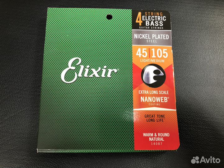 Струны для бас-гитары Elixir 45-105, 14087 nanoweb