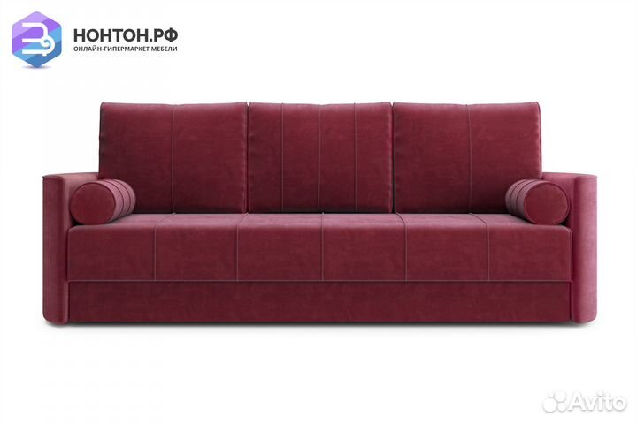 Диван еврокнижка Колибри 3-х местный бордовый